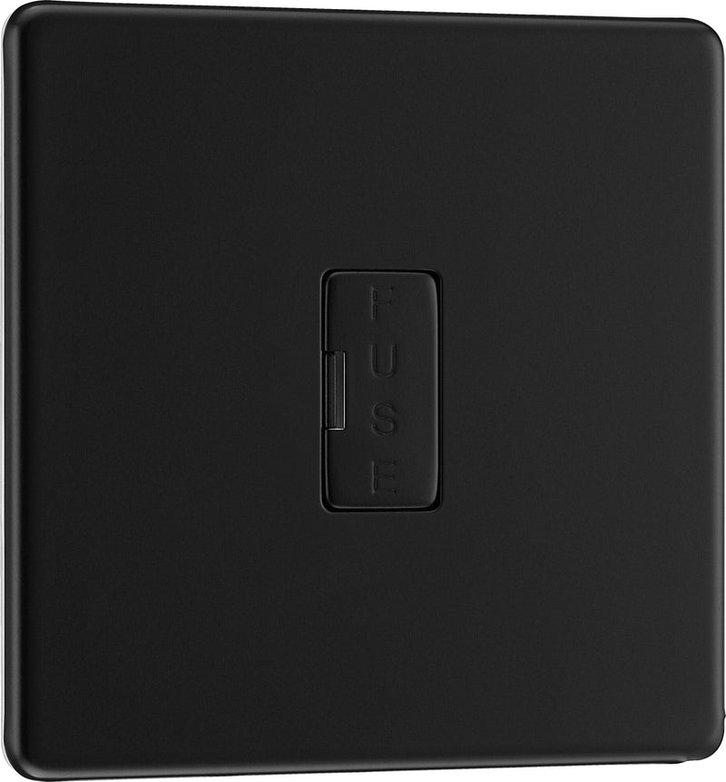 BG Electrical Flatplate Screwless Matt Black - Unswitched and fused