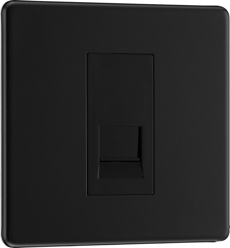 BG Electrical Flatplate Screwless Matt Black - Single telephone socket, secondary