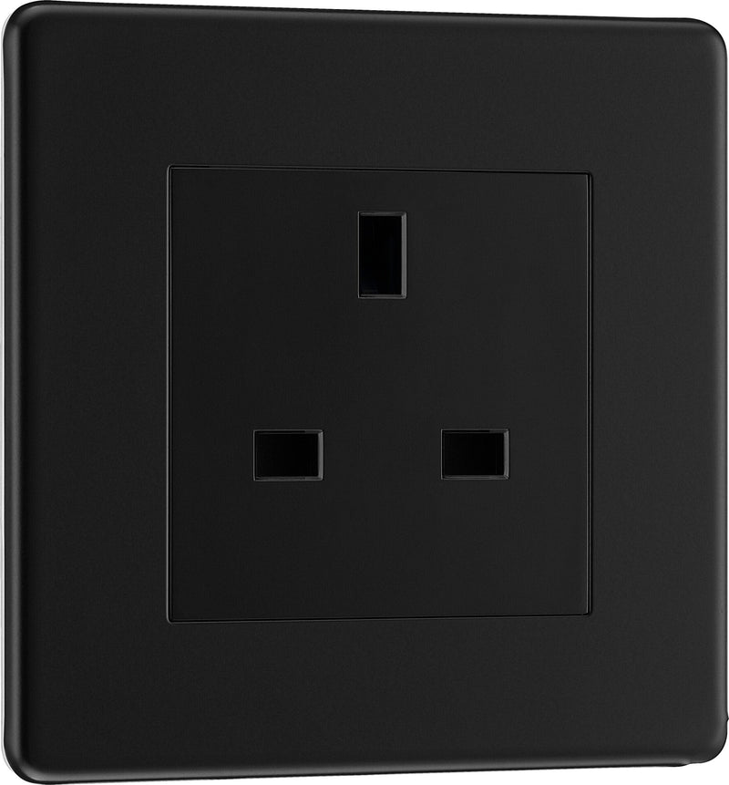 BG Electrical Flatplate Screwless Matt Black - Single unswitched