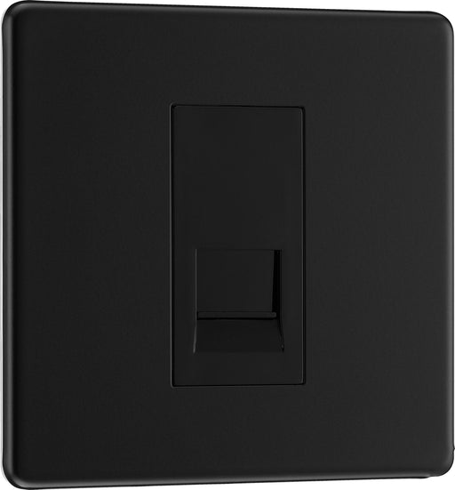 BG Electrical Flatplate Screwless Matt Black - Single, RJ11 telephone socket