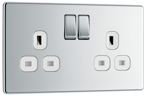 BG Electrical Flatplate Screwless Polished Chrome - Double switched, double pole