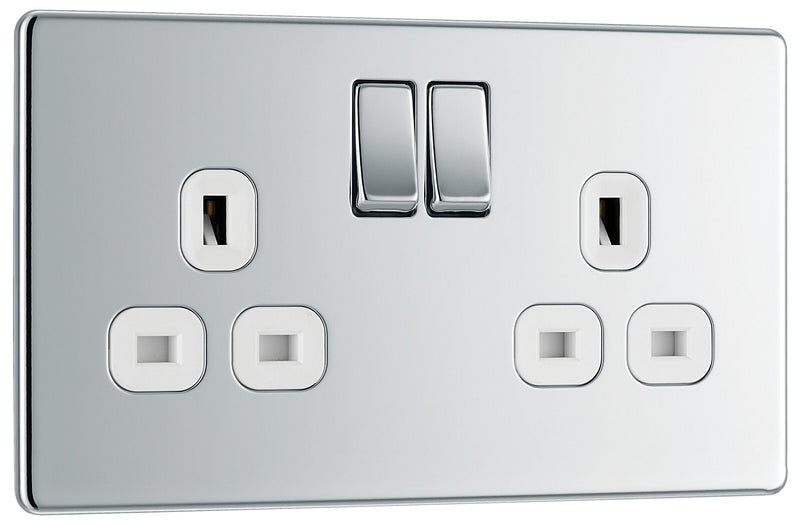 BG Electrical Flatplate Screwless Polished Chrome - Double switched, double pole