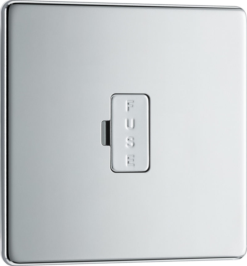 BG Electrical Flatplate Screwless Polished Chrome - Unswitched and fused