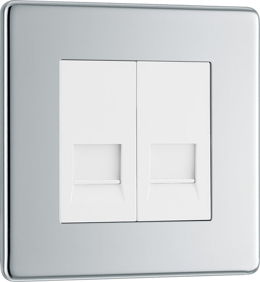 BG Electrical Flatplate Screwless Polished Chrome - Double, telephone socket, master