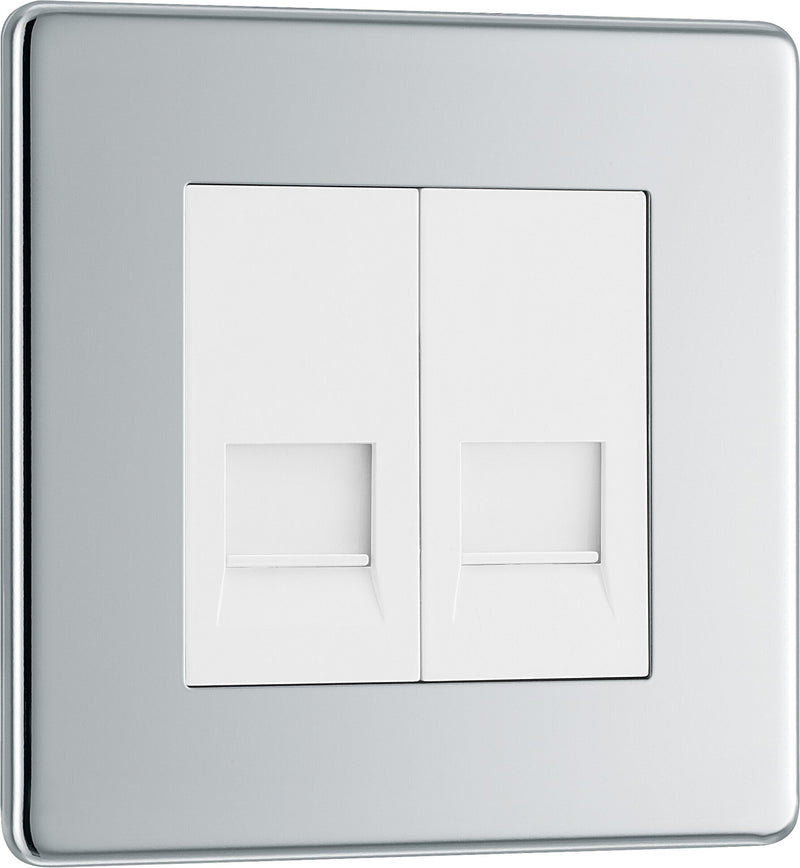 BG Electrical Flatplate Screwless Polished Chrome - Double, telephone socket, master