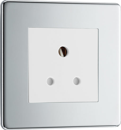BG Electrical Flatplate Screwless Polished Chrome - 5A, single, unswitched, round pin