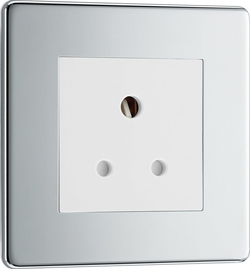 BG Electrical Flatplate Screwless Polished Chrome - 5A, single, unswitched, round pin