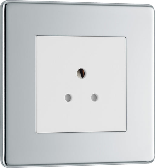 BG Electrical Flatplate Screwless Polished Chrome - 2A, single, unswitched, round pin