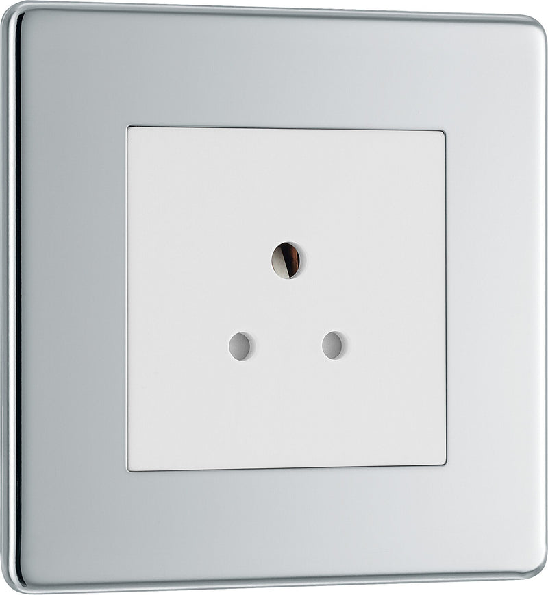 BG Electrical Flatplate Screwless Polished Chrome - 2A, single, unswitched, round pin