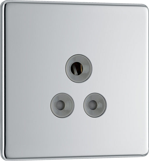 BG Electrical Flatplate Screwless Polished Chrome - 5A, single, unswitched, round pin