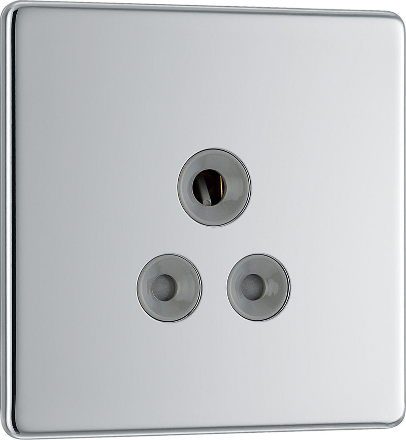 BG Electrical Flatplate Screwless Polished Chrome - 5A, single, unswitched, round pin