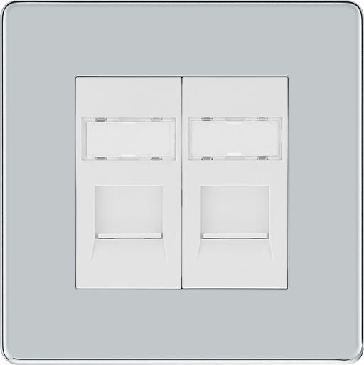 BG Electrical Flatplate Screwless Polished Chrome - Double, RJ45 telephone socket
