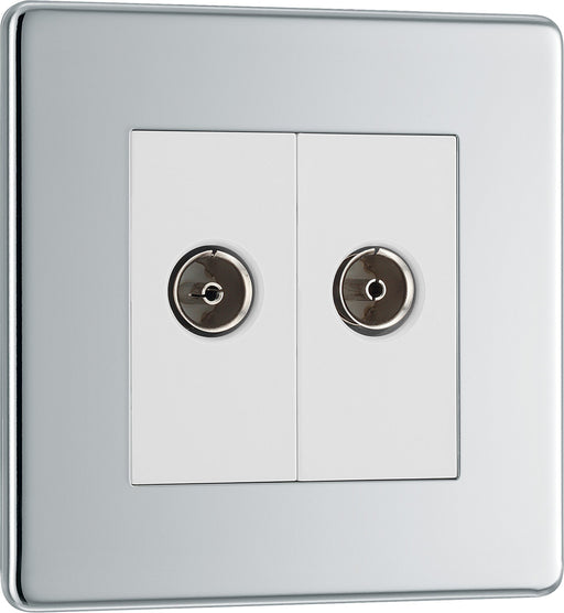 BG Electrical Flatplate Screwless Polished Chrome - Double, co-axial