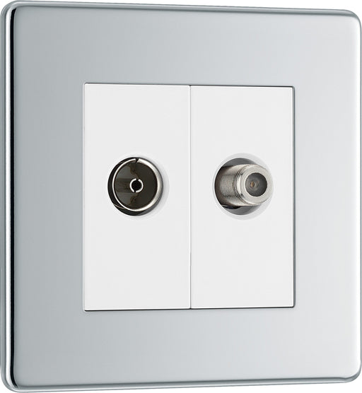 BG Electrical Flatplate Screwless Polished Chrome - Double, satellite and co-axial