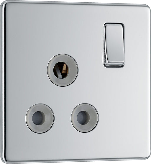 BG Electrical Flatplate Screwless Polished Chrome - 15A, single, switched, round pin
