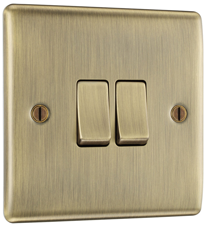 BG Electrical Nexus Metal Antique Brass - Double, 2 way switch