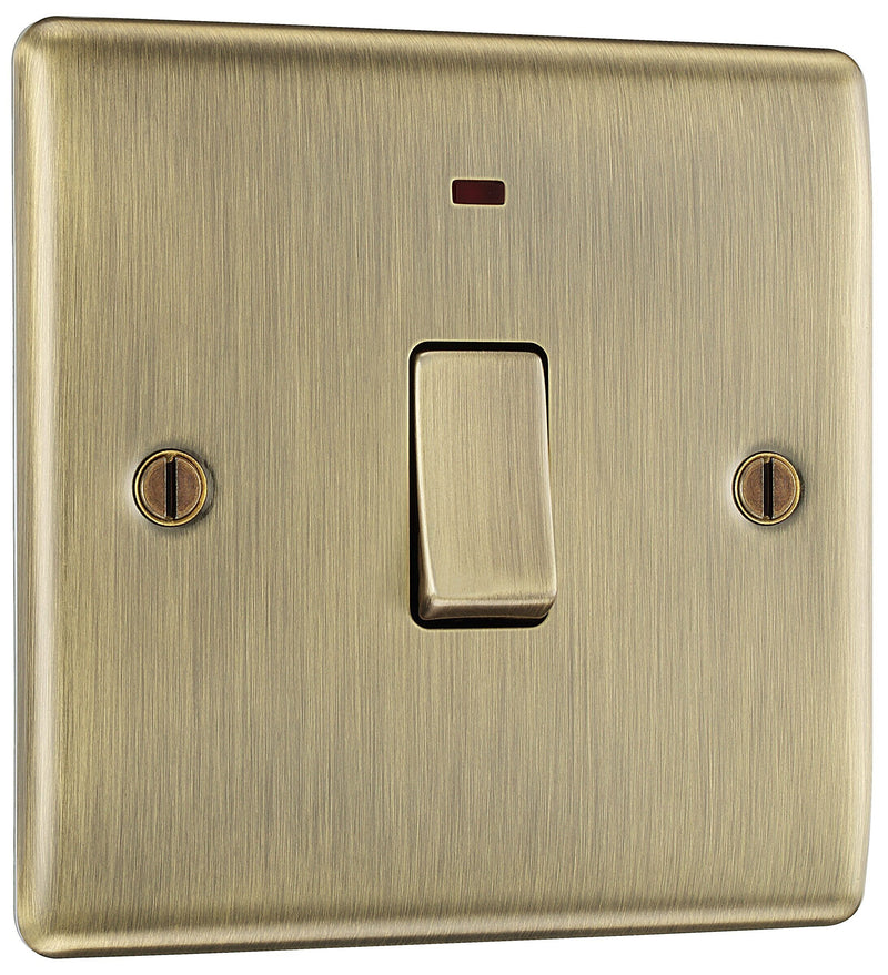 BG Electrical Nexus Metal Antique Brass - 20A, double pole, with indicator