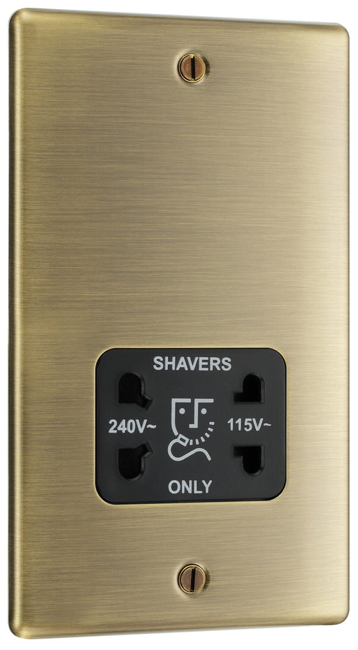 BG Electrical Nexus Metal Antique Brass - 115/240V dual voltage shaver socket