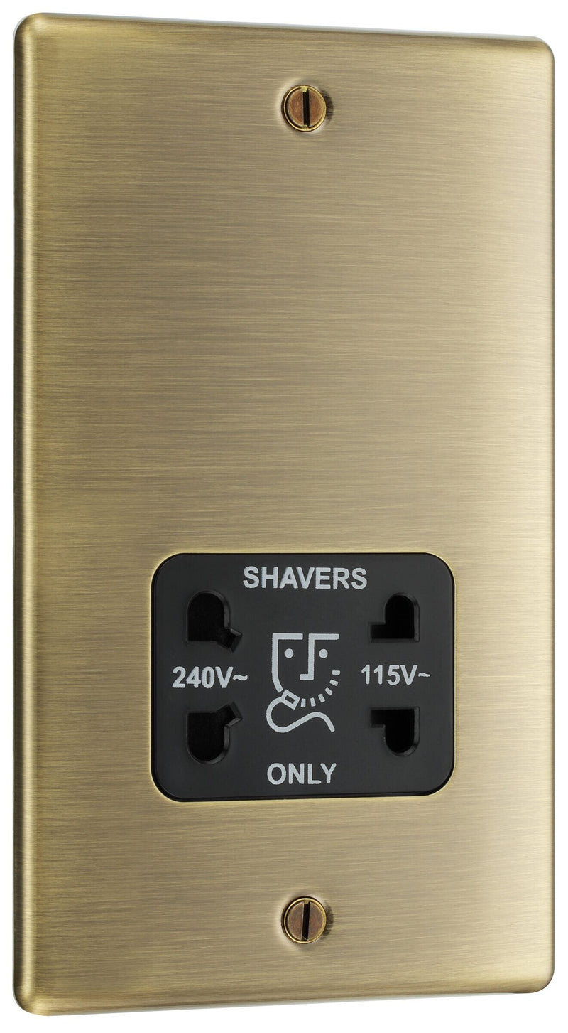 BG Electrical Nexus Metal Antique Brass - 115/240V dual voltage shaver socket