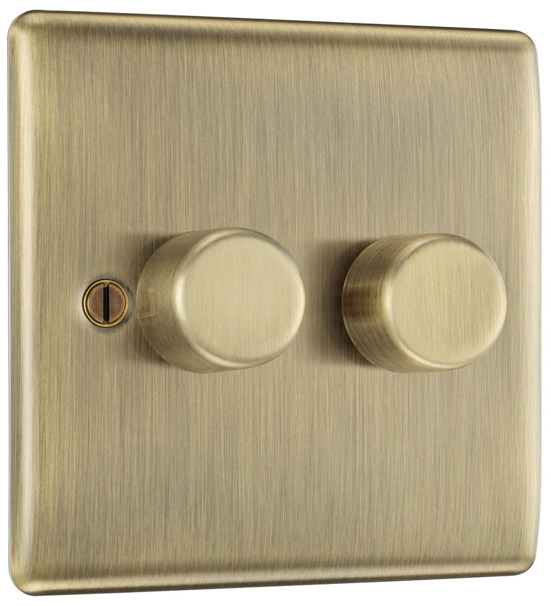 BG Electrical Nexus Metal Antique Brass - Double, 2 way push 200W