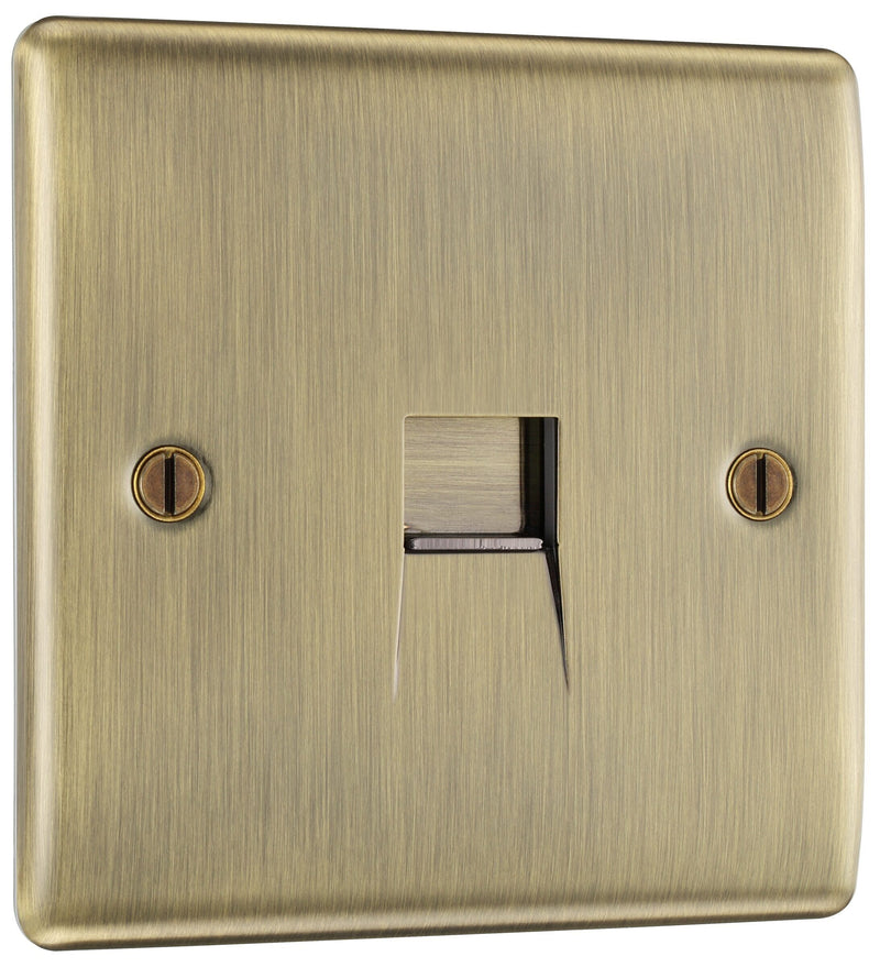 BG Electrical Nexus Metal Antique Brass - Single, telephone socket, secondary