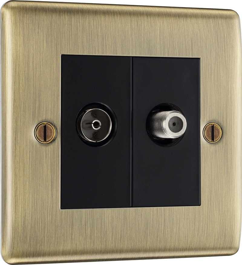 BG Electrical Nexus Metal Antique Brass - Double satellite and co-axial
