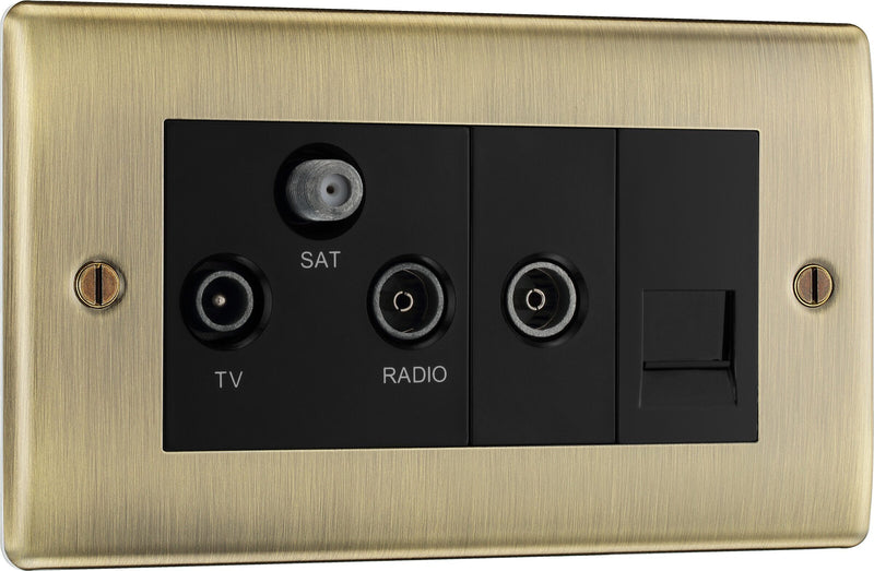 BG Electrical Nexus Metal Antique Brass - Triplex with BT outlet and co-axial return - screened