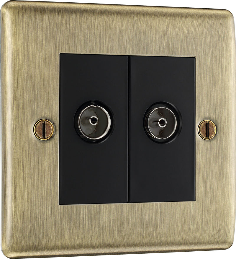 BG Electrical Nexus Metal Antique Brass - Double, TV/FM