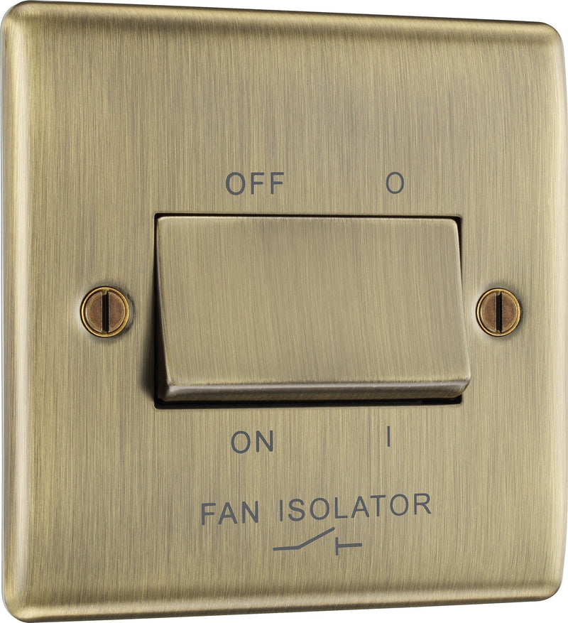 BG Electrical Nexus Metal Antique Brass - Triple pole fan isolator
