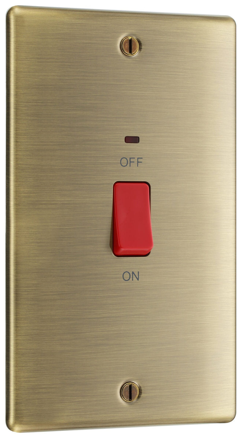 BG Electrical Nexus Metal Antique Brass - 45A, double pole, large plate, with indicator