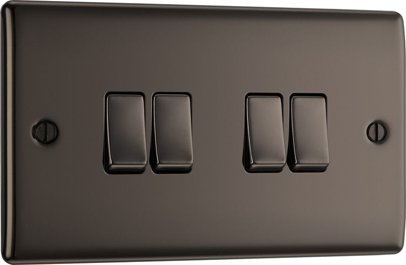 BG Electrical Nexus Metal Black Nickel - Quadruple, 2 way switch
