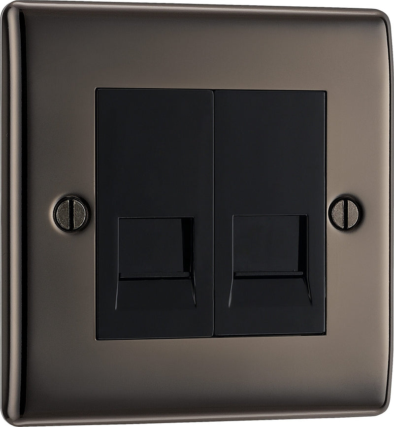 BG Electrical Nexus Metal Black Nickel - Double, telephone socket, secondary