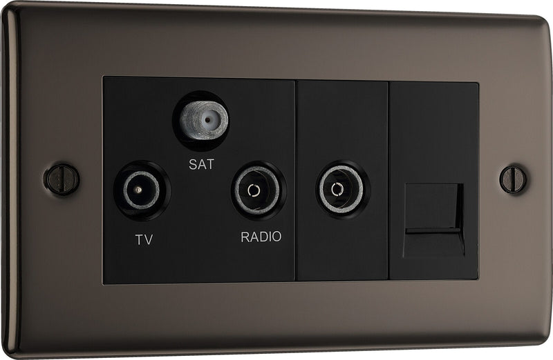 BG Electrical Nexus Metal Black Nickel - Triplex with BT outlet and co-axial return - screened