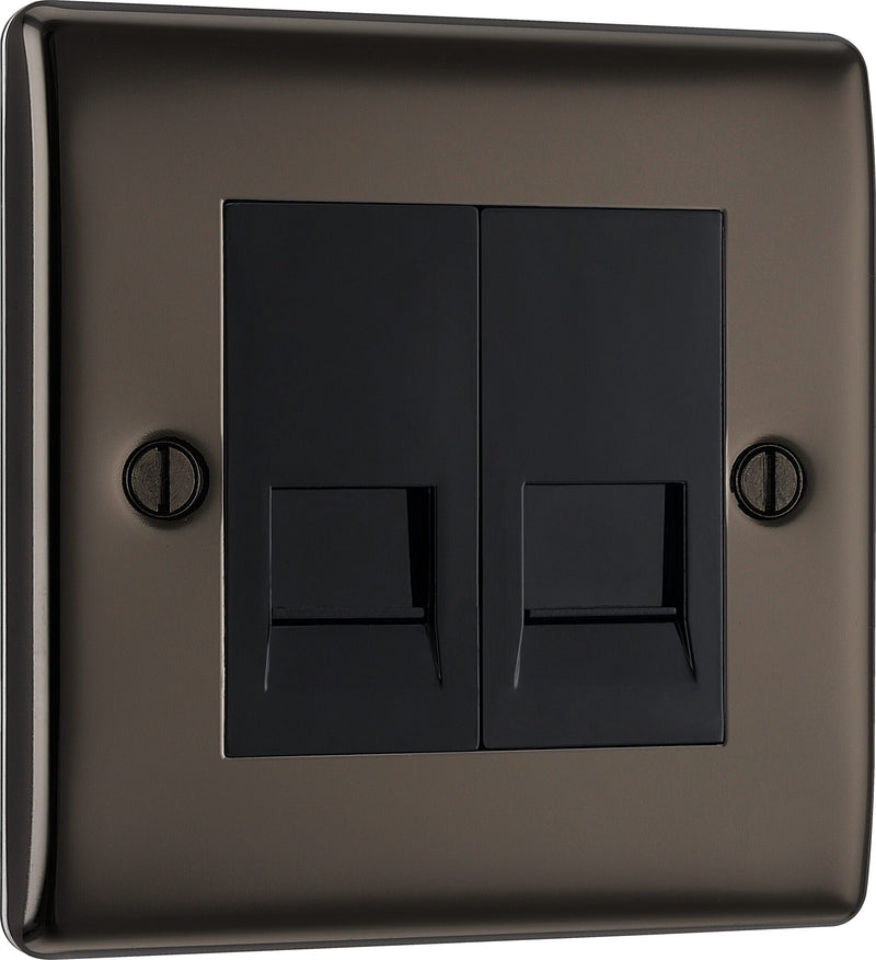 BG Electrical Nexus Metal Black Nickel - Double, RJ11 telephone socket