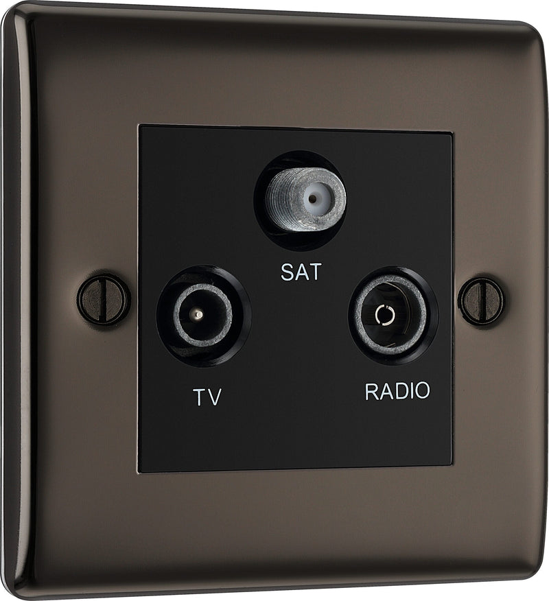 BG Electrical Nexus Metal Black Nickel - Triple TV/FM/SAT triplex - screened