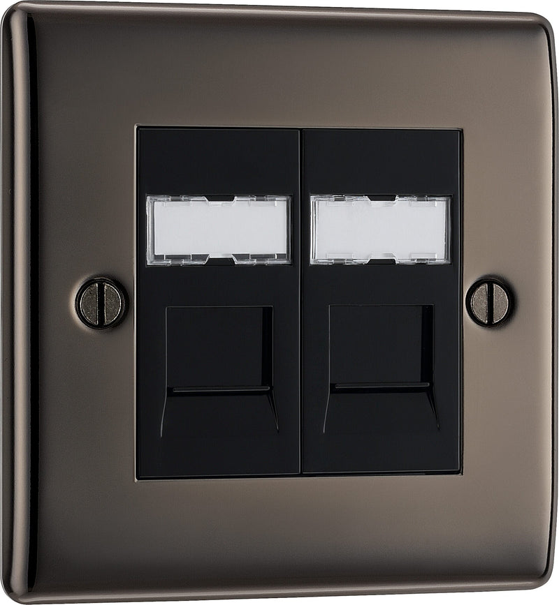 BG Electrical Nexus Metal Black Nickel - Double, RJ45 data socket