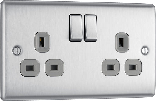 BG Electrical Nexus Metal Brushed Steel - Double, switched, double pole
