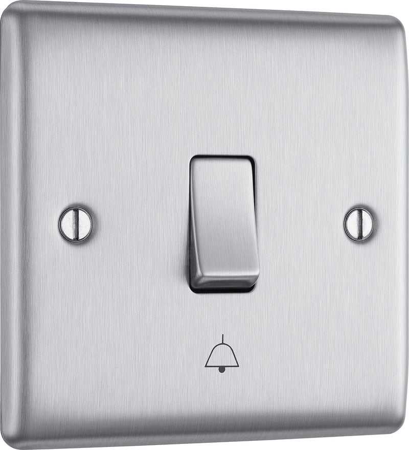 BG Electrical Nexus Metal Brushed Steel - Bell Push Switch