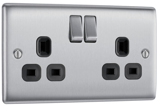 BG Electrical Nexus Metal Brushed Steel - Double, switched, double pole