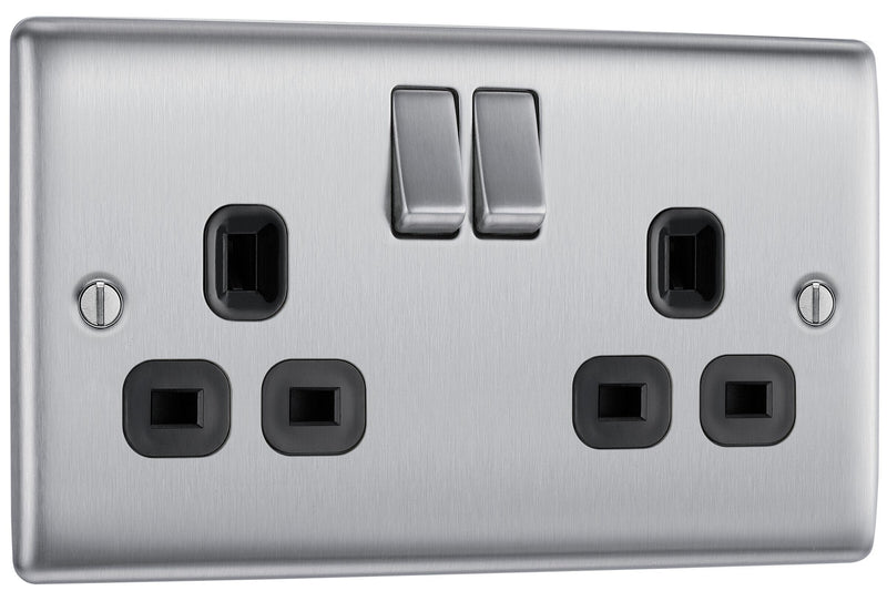 BG Electrical Nexus Metal Brushed Steel - Double, switched, double pole
