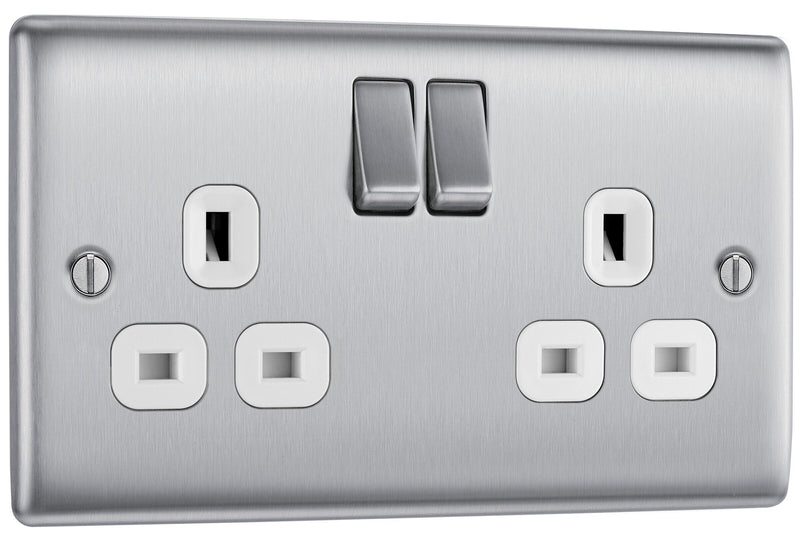 BG Electrical Nexus Metal Brushed Steel - Double, switched, double pole