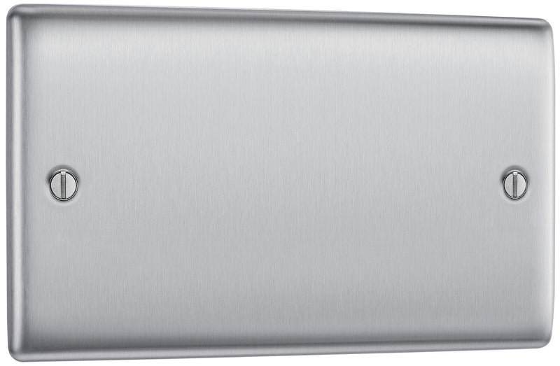 BG Electrical Nexus Metal Brushed Steel - Double, blank plate