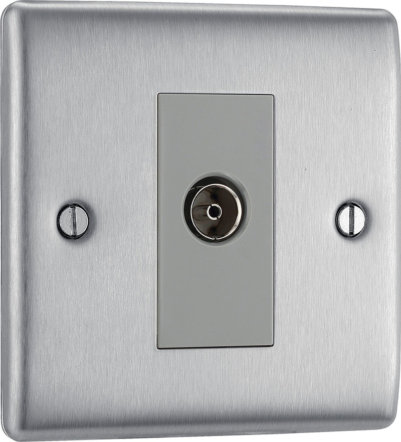 BG Electrical Nexus Metal Brushed Steel - Single, isolated, co-axial