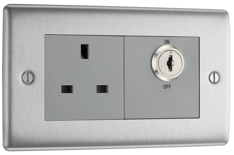 BG Electrical Nexus Metal Brushed Steel - Single, key controlled, double pole