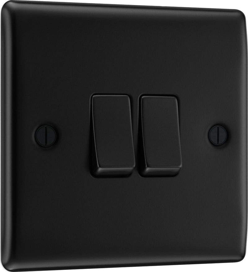 BG Electrical Nexus Metal Matt Black - Double, 2 way switch