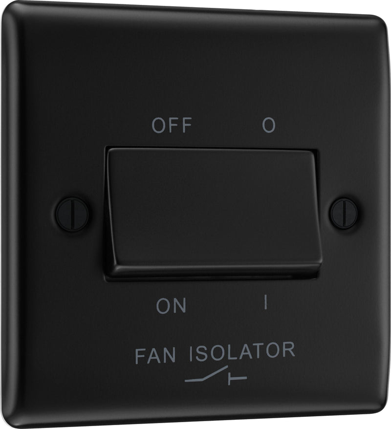 BG Electrical Nexus Metal Matt Black - Triple pole fan isolator