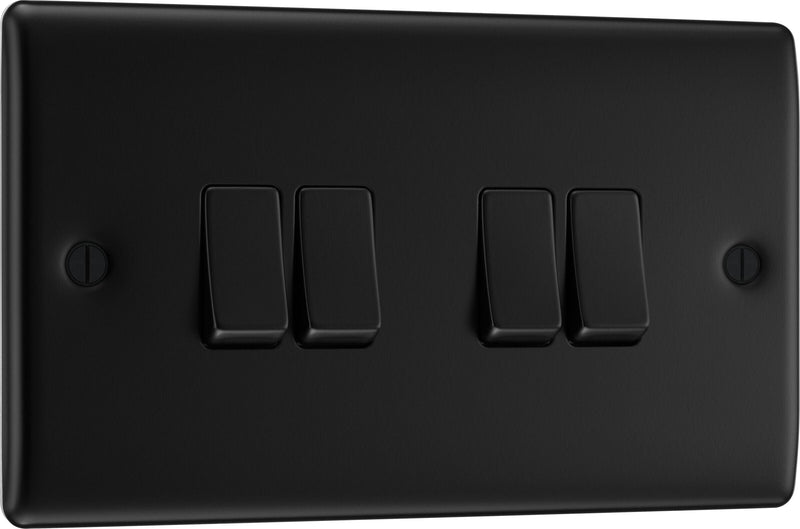 BG Electrical Nexus Metal Matt Black - Quadruple, 2 way switch