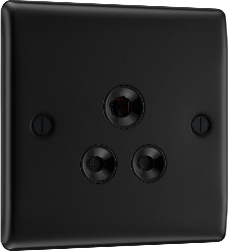 BG Electrical Nexus Metal Matt Black - 5A, single, unswitched, round pin