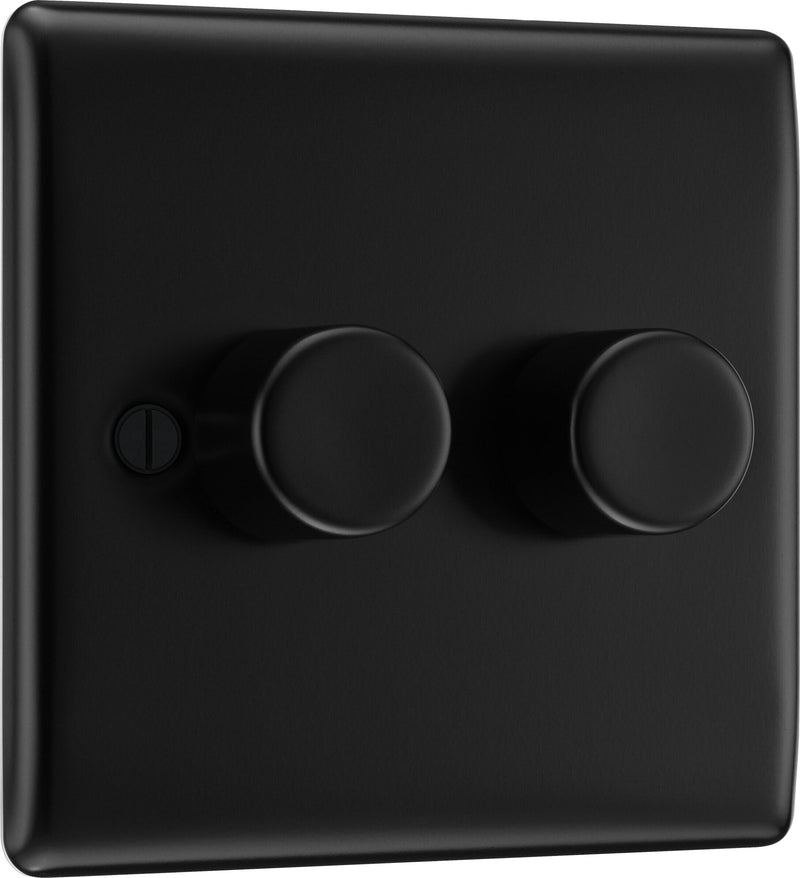 BG Electrical Nexus Metal Matt Black - Double, 2 way push 200W