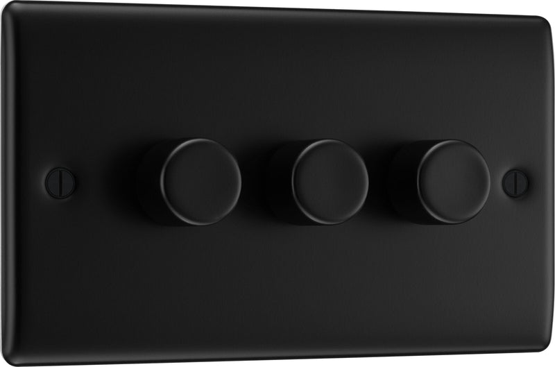 BG Electrical Nexus Metal Matt Black - Triple, 2 way push 200W